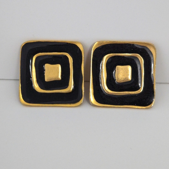 Vintage Black & Gold Clip Earrings (Set of 3) - Picture 3 of 6
